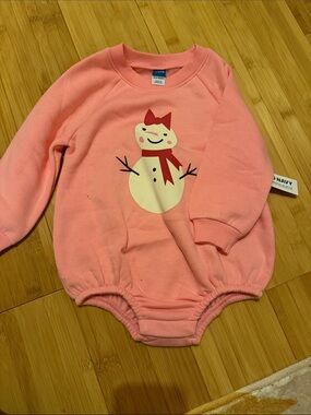 Old Navy Coral Pink Snowman Bodysuit for Kids